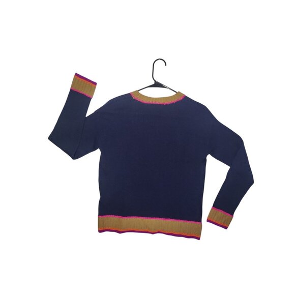 Lisa Todd Border Order Navy Blue & Multicolor Pullover 100% Cotton (SOLD) - Picture 4 of 10
